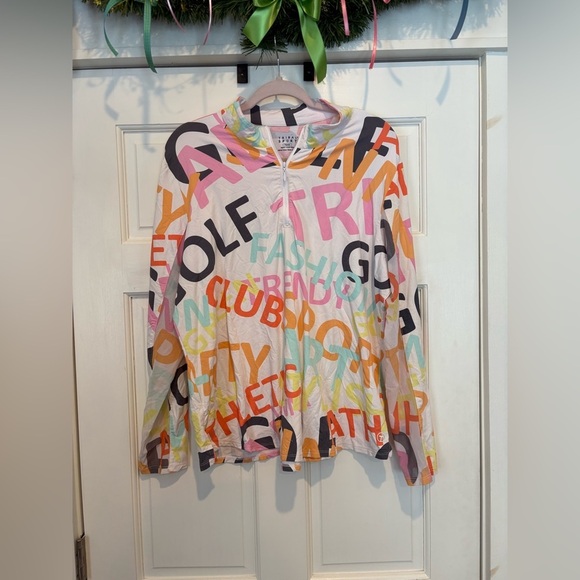tribal spirt Sweaters - Tribal Spirt White Colorful Word Printed Quarter Zip